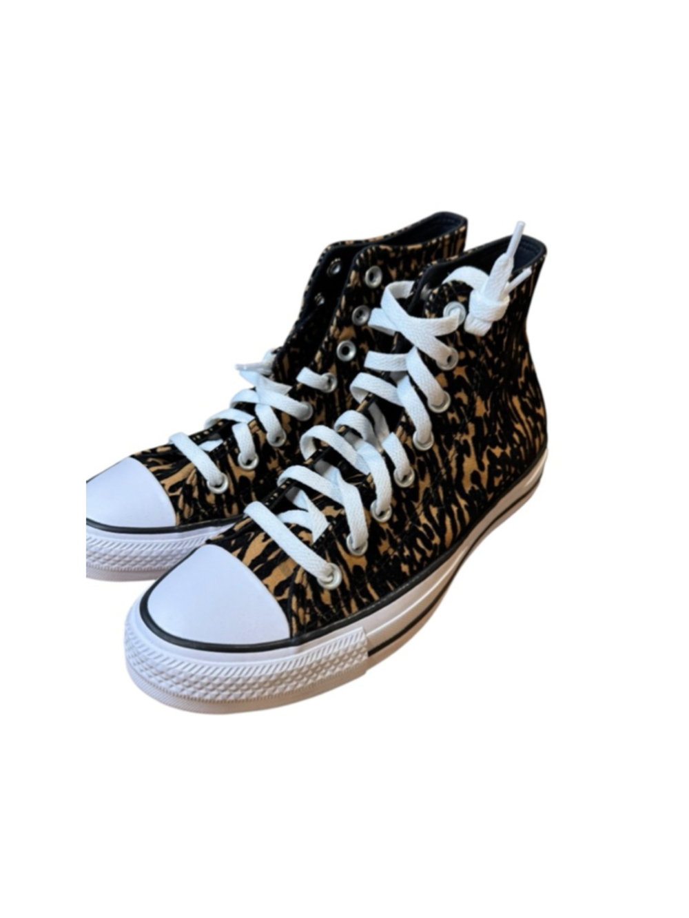 Women's Converse Leopard Print High Top Sneakers 8.5 Brown/Black - Picture 2 of 6